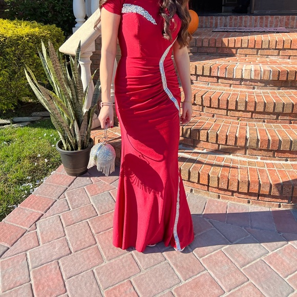 Worn once Portia and Scarlett red dress with silver beaded detailing - Picture 1 of 4